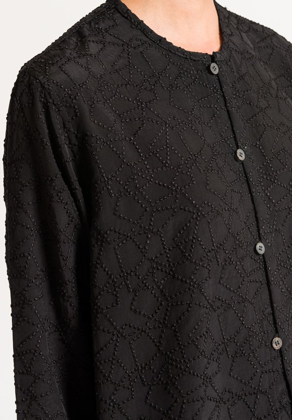 Nuno Patchwork Embroidery Tunic in Black