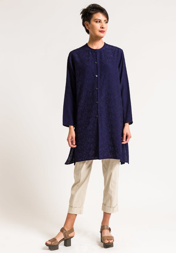 Nuno Patchwork Embroidery Tunic in Navy