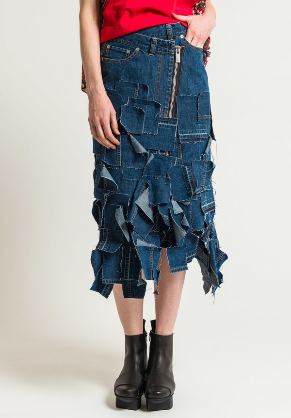 Sacai Patchwork Denim Skirt in Blue | Santa Fe Dry Goods . Workshop ...