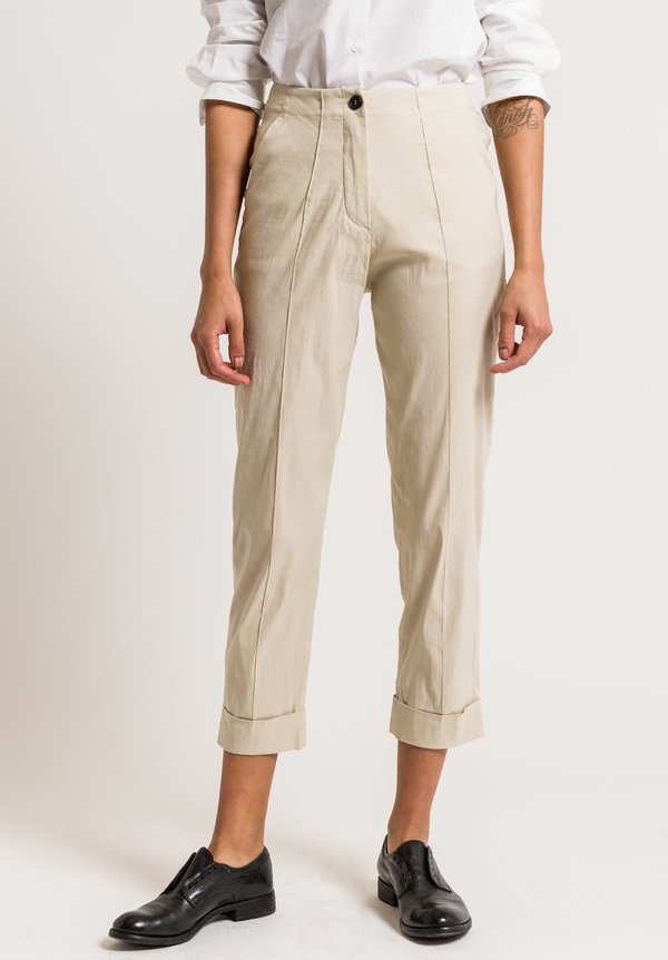 Peter O. Mahler Cuffed Pintuck Pants in Sand