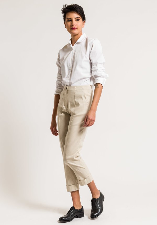 Peter O. Mahler Cuffed Pintuck Pants in Sand