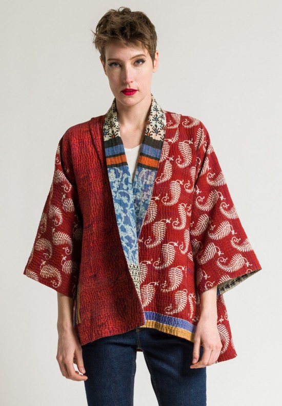 Mieko Mintz 4-Layer Kimono Jacket in Garnet/Lavender