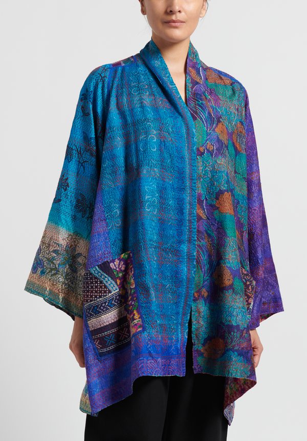 	Mieko Mintz 2-Layer A-Line Jacket in Teal/Purple