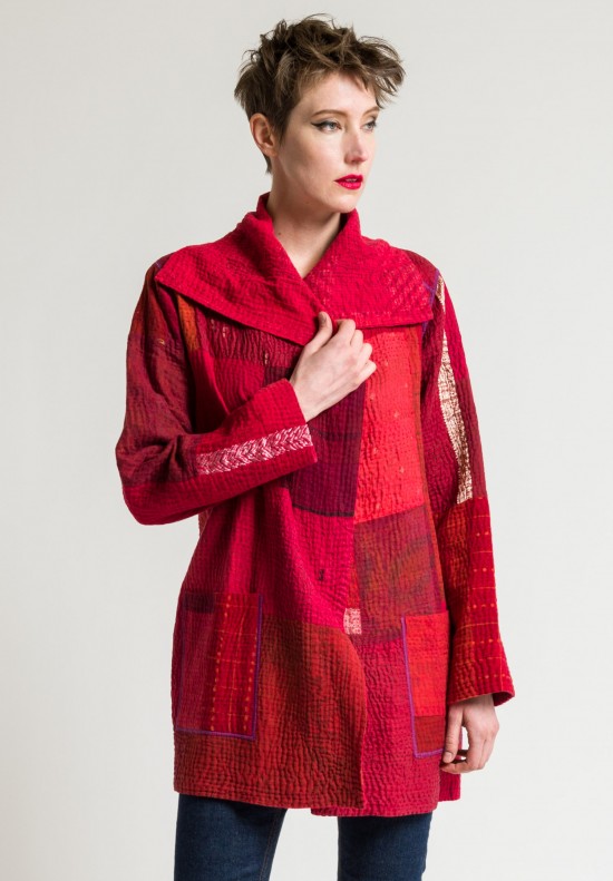 Mieko Mintz 4-Layer SW Patch Pocket Jacket in Red/Crimson
