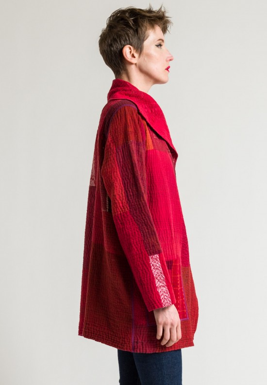 Mieko Mintz 4-Layer SW Patch Pocket Jacket in Red/Crimson