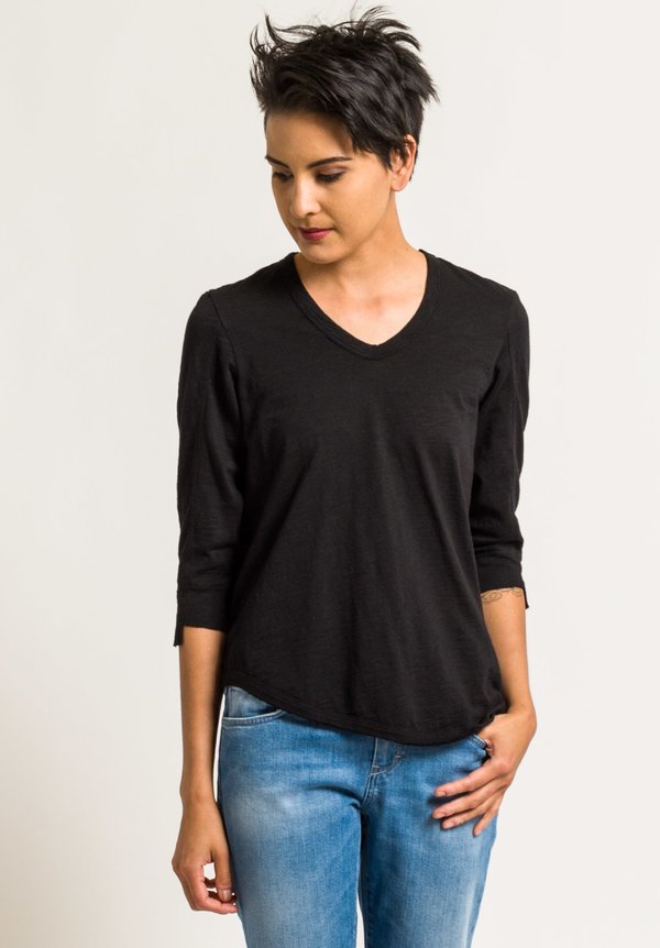 Wilt Mixed Shifted 3/4 Sleeve Tee in Black