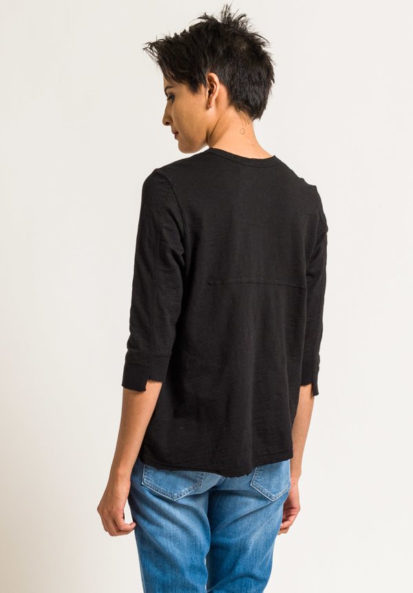 Wilt Mixed Shifted 3/4 Sleeve Tee in Black