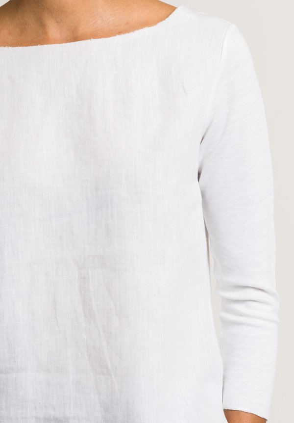 Majestic 3/4 Sleeve Boat Neck Tee in Blanc