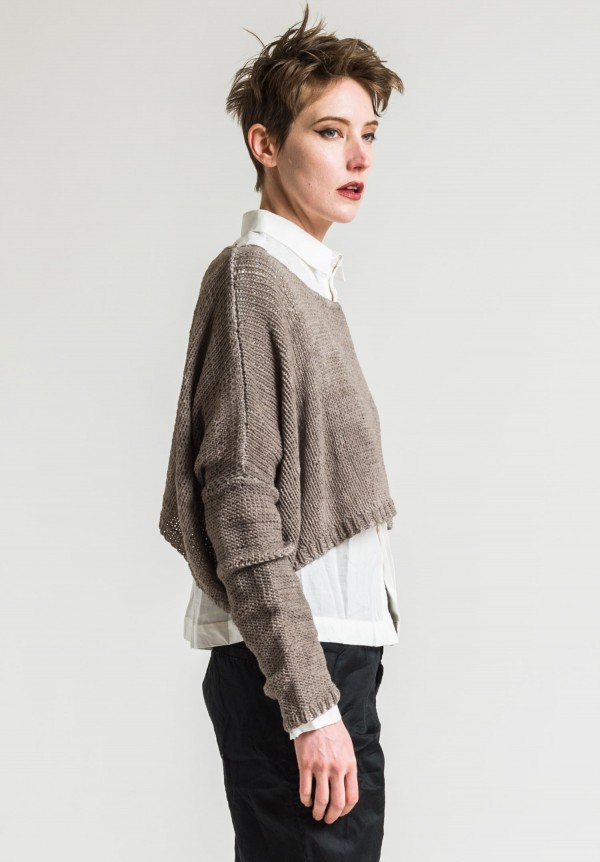 Umit Unal Cotton Hand Knit Sweater in Natural