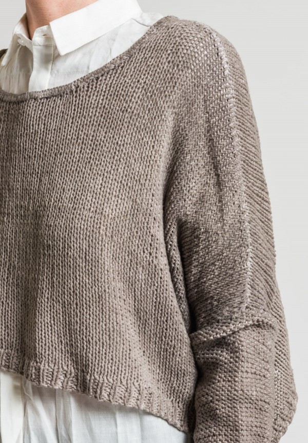Umit Unal Cotton Hand Knit Sweater in Natural