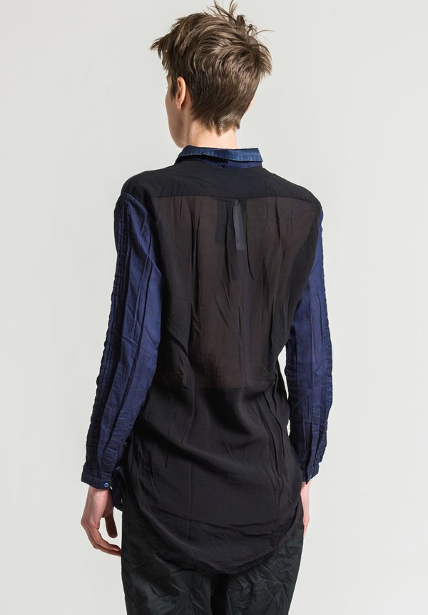 Umit Unal Sheer Back Shirt in Navy