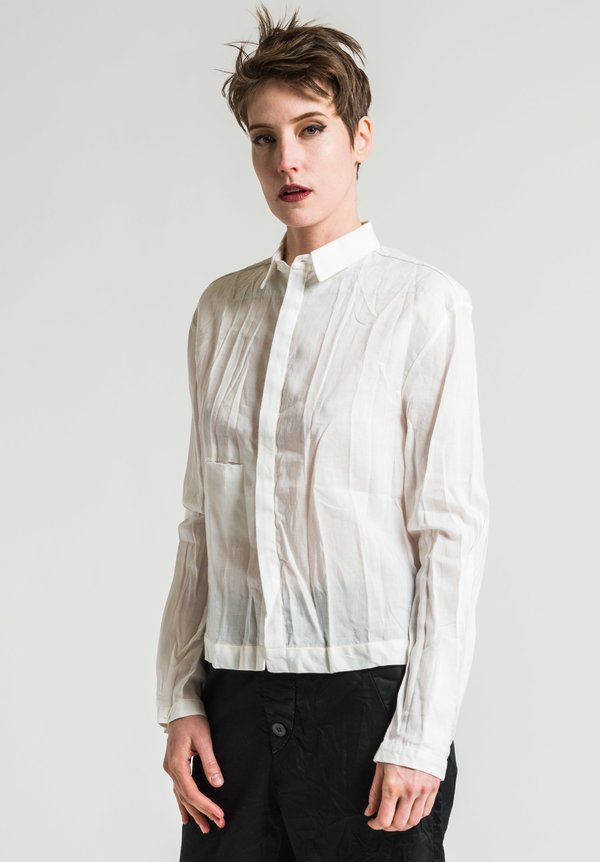 Umit Unal Linen Low-Waist Shirt in White