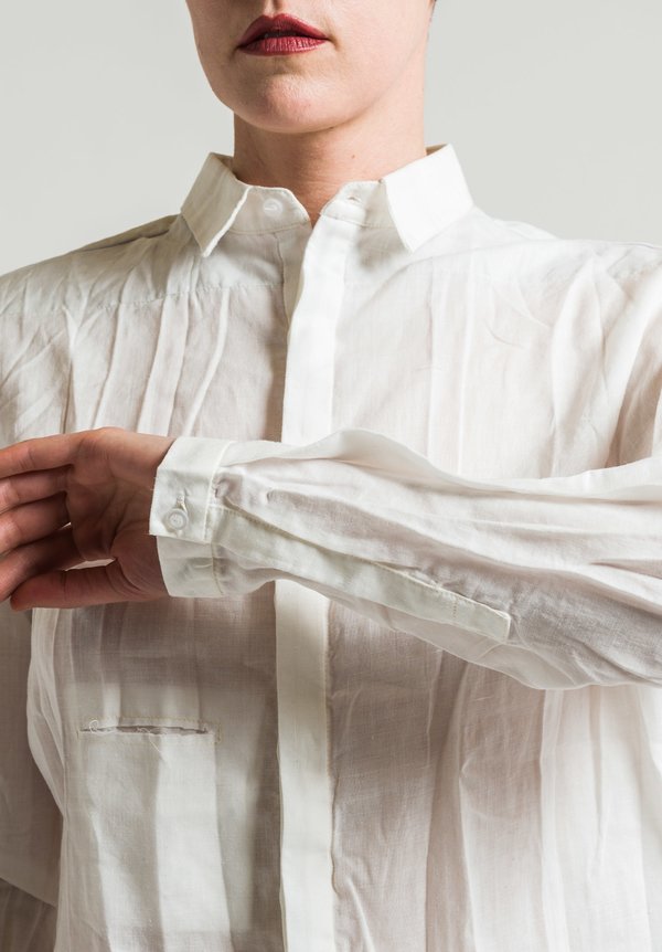 Umit Unal Linen Low-Waist Shirt in White