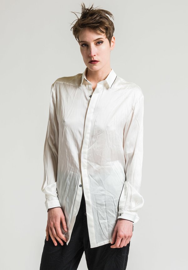 Umit Unal Silk Satin Shirt in White