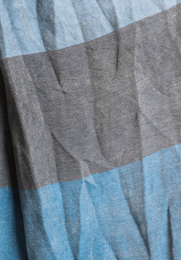 Umit Unal Cotton Panel Scarf in Light Blue