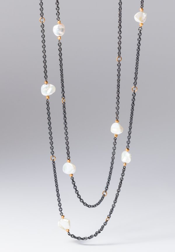 Lika Behar 22K Rose Gold, Ox. Silver, Pearl	