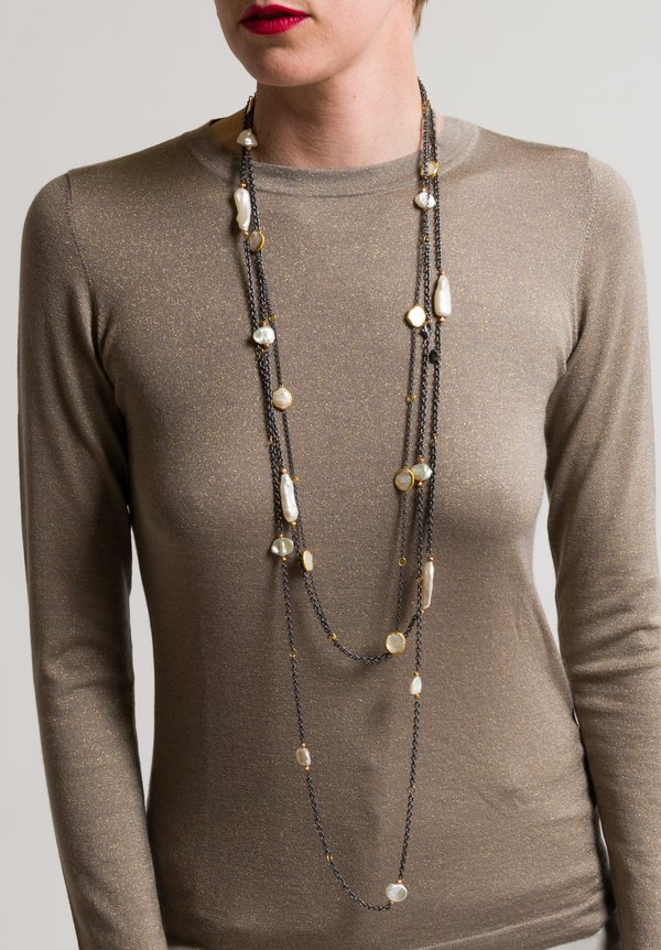 Lika Behar 22K Rose Gold, Ox. Silver, Pearl	