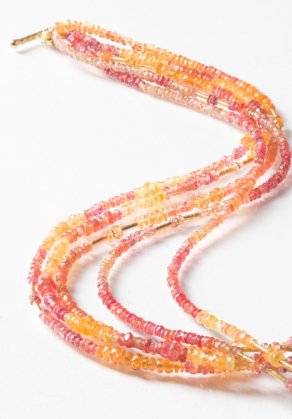 Greig Porter Five Strand Red and Orange Sapphire Necklace	