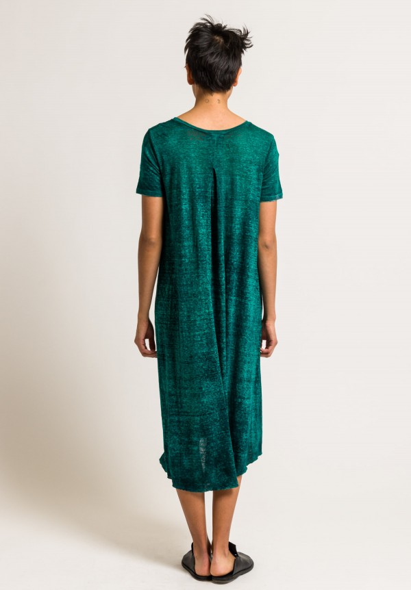 Avant Toi Lightweight Linen Long Dress in Smeraldo