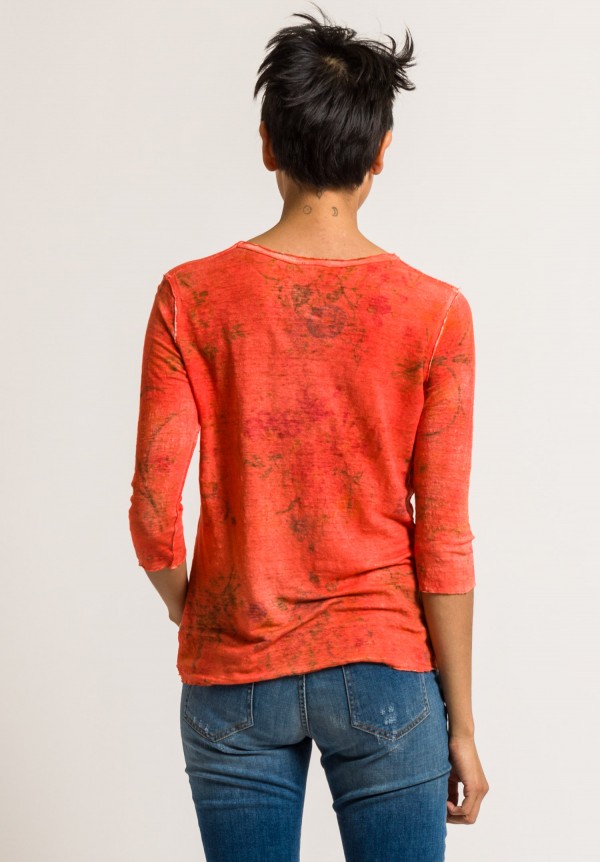 Avant Toi Floral Reversible Top in Coral