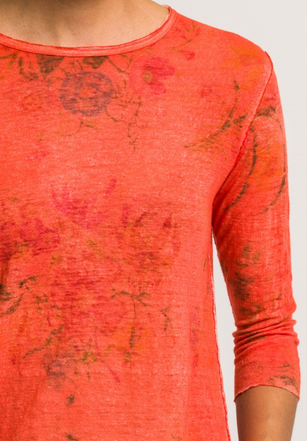 Avant Toi Floral Reversible Top in Coral