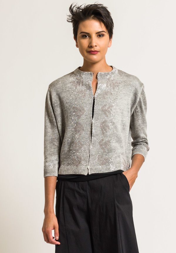 Avant Toi Studded Bomber Cardigan in Gris