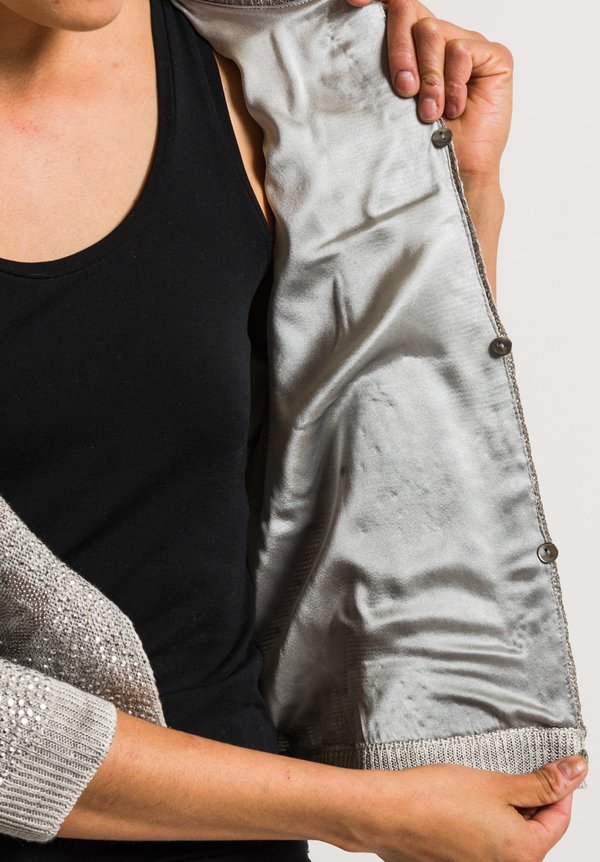 Avant Toi Studded Bomber Cardigan in Gris
