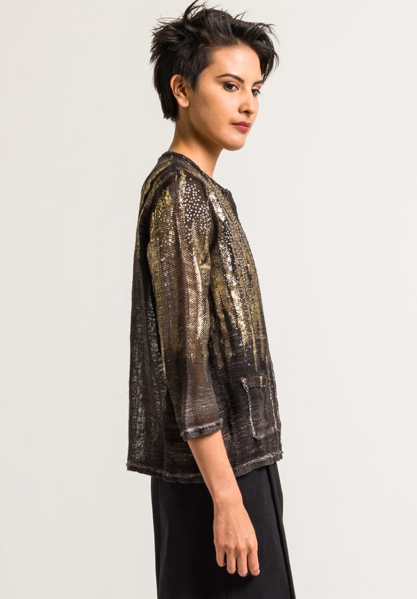 Avant Toi Studded and Painted Cardigan in Carruba