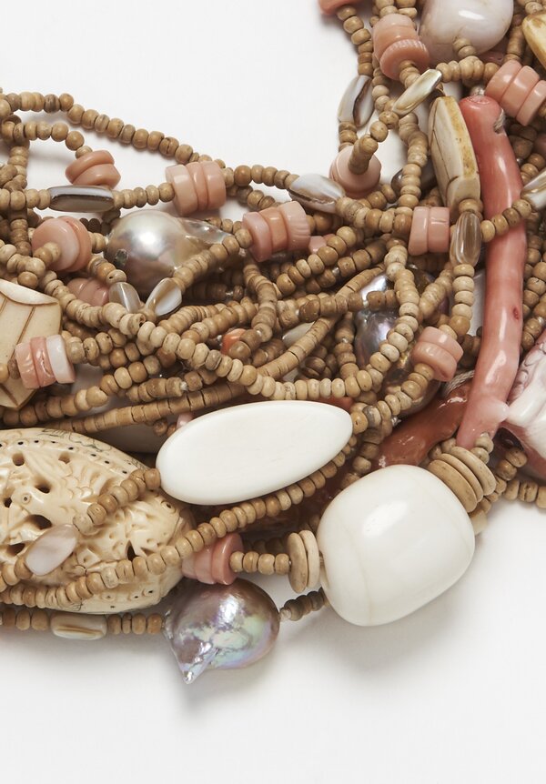 Monies UNIQUE Italian Coral, Bone, Baroque Pearls, Coconut Shell, and Mammoth Necklace