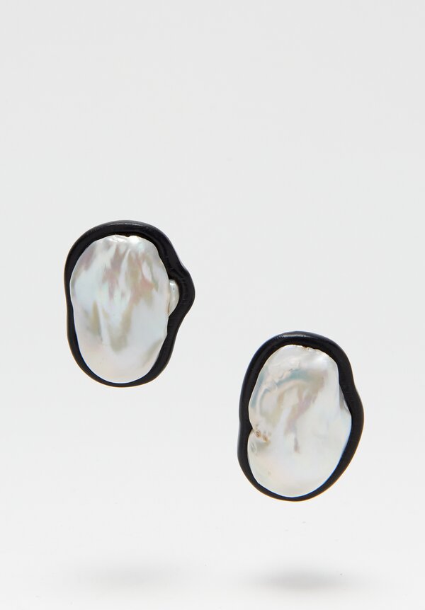Monies UNIQUE Baroque Pearl and Ebony Clip On Earrings