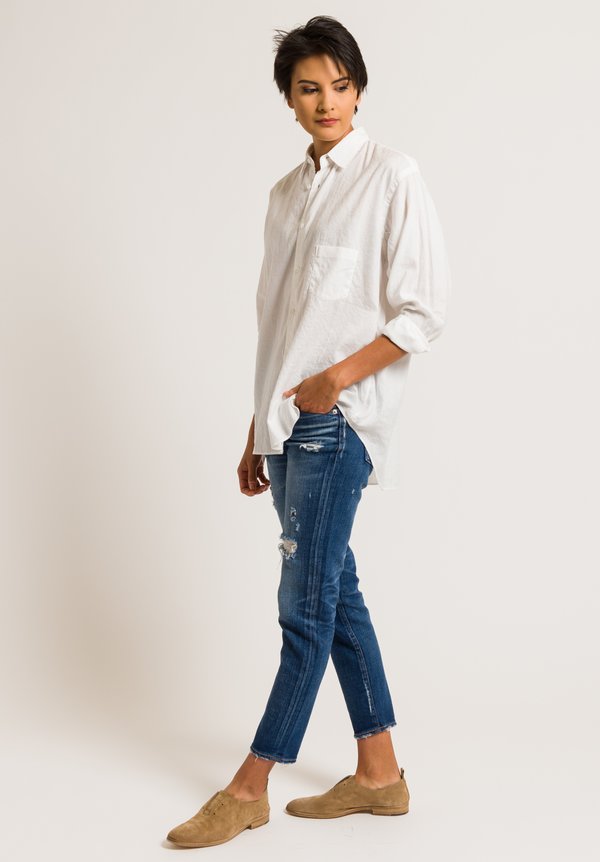 Kaval Button-Down Shirt with Back Tuck in Off-White