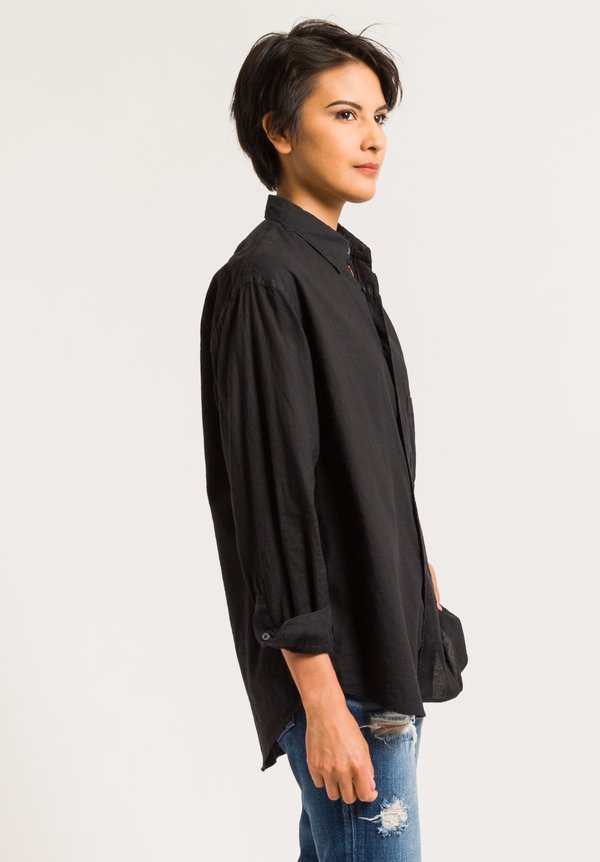 Kaval Button-Down Shirt with Back Tuck in Black