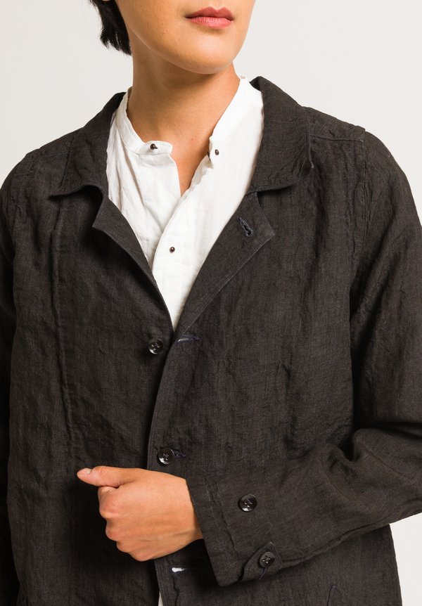 	Kaval Linen Shop Coat in Black
