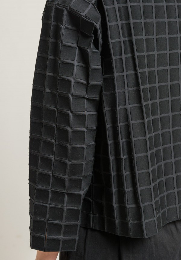 Issey Miyake Shawl Collar Cube Jacket in Black