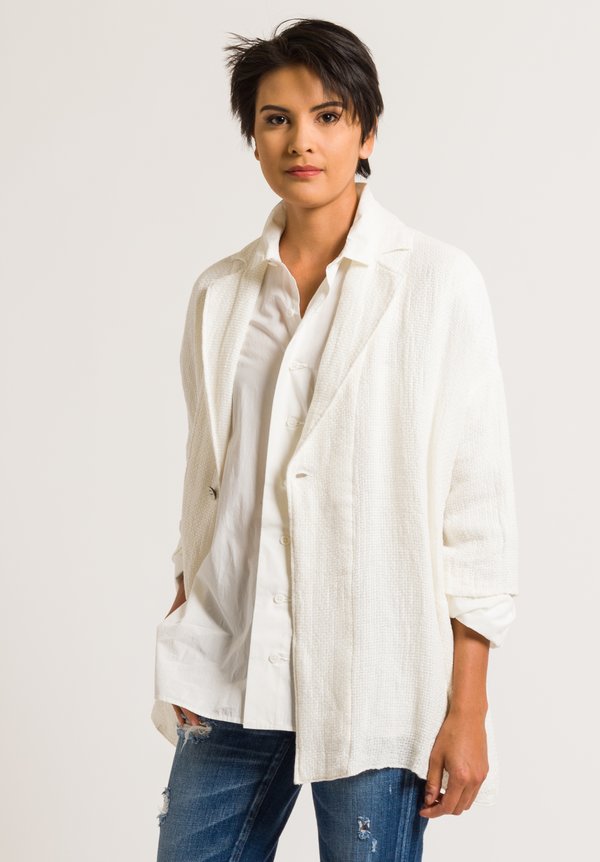 Kaval Cotton/Paper Stole Jacket in Off-White