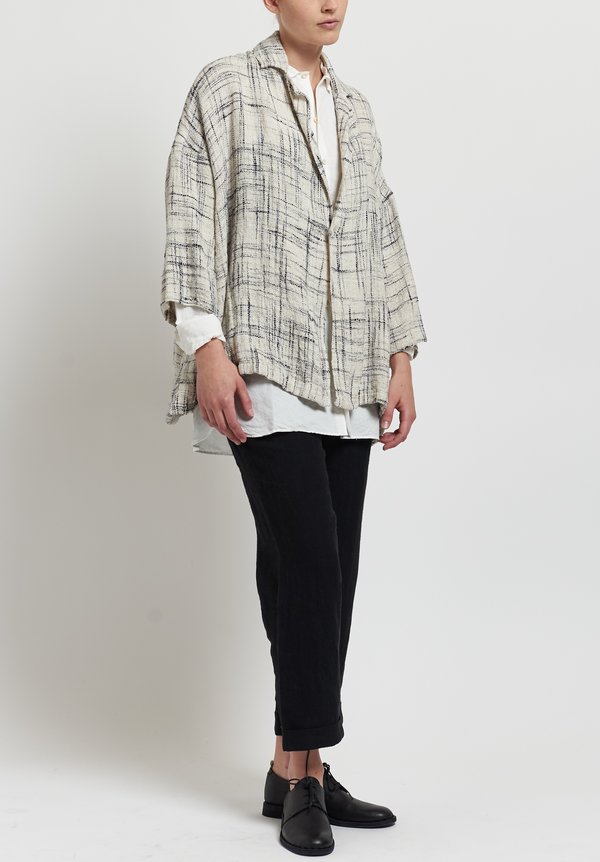Kaval Linen Stole Jacket in Off-White