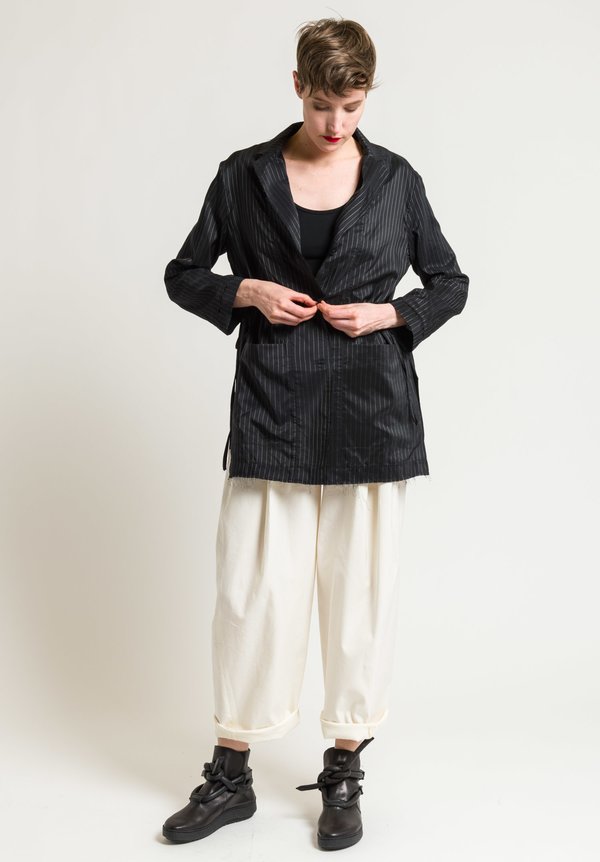 Miao Ran Striped Shirt Jacket in Black/White