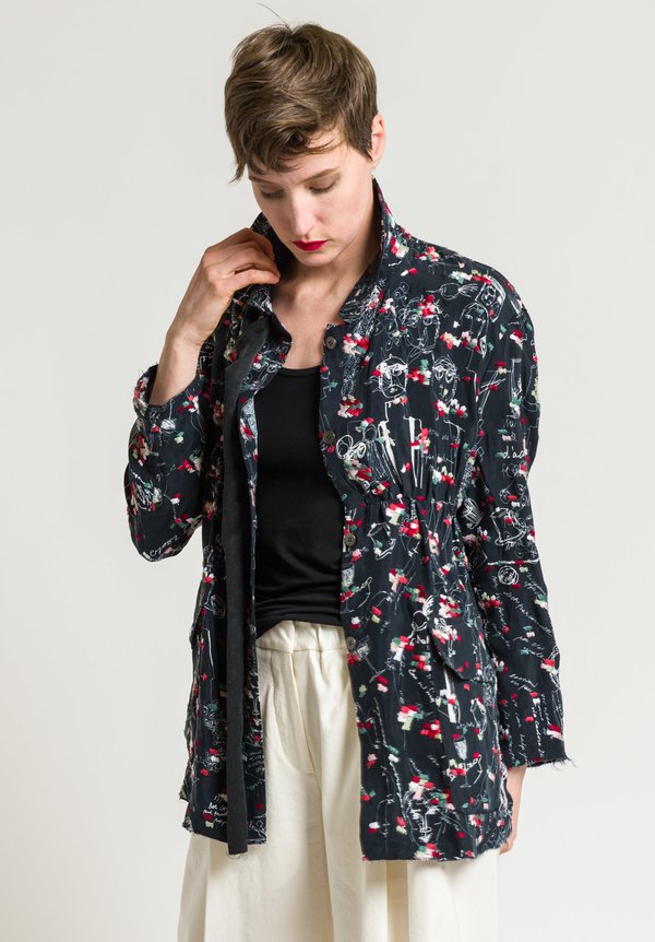 Miao Ran Printed & Embroidered Jacket in Black