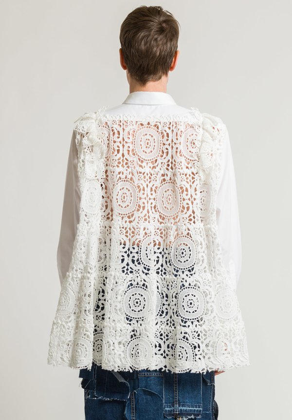 Sacai Lace Back Button-Up Shirt in Off-White