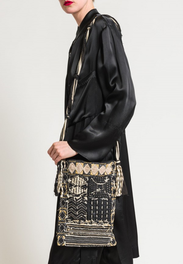 Urban Zen Embroidered Cross Body Bag in Black Multi