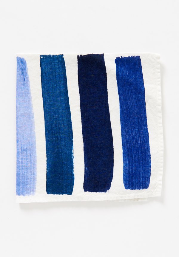 Bertozzi Handmade Linen Striped Napkin in Blue	
