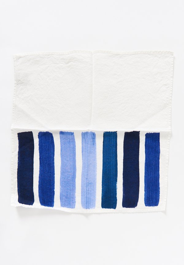 Bertozzi Handmade Linen Striped Napkin in Blue	