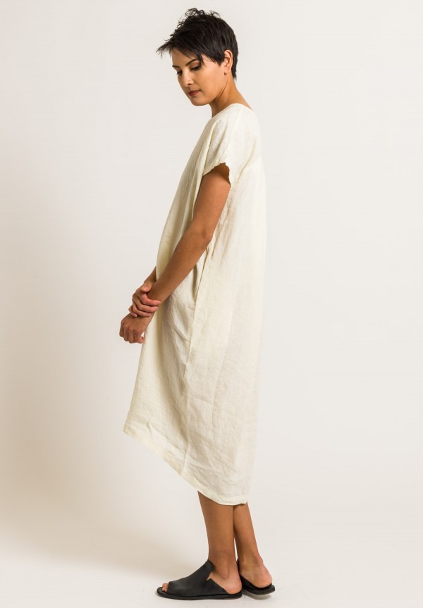 Black Crane Linen Pleated Cocoon Dress in Cream | Santa Fe Dry Goods ...