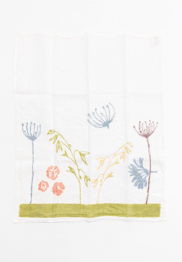 Handmade Linen Kitchen Towel in Wildflowers