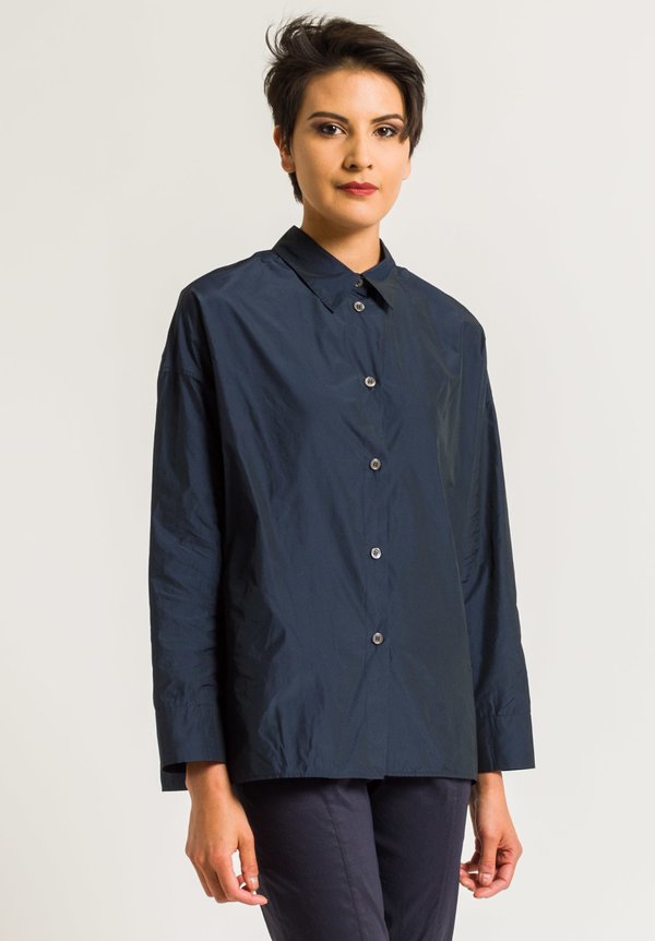 Peter O. Mahler Comfortable Crash Blouse in Navy	