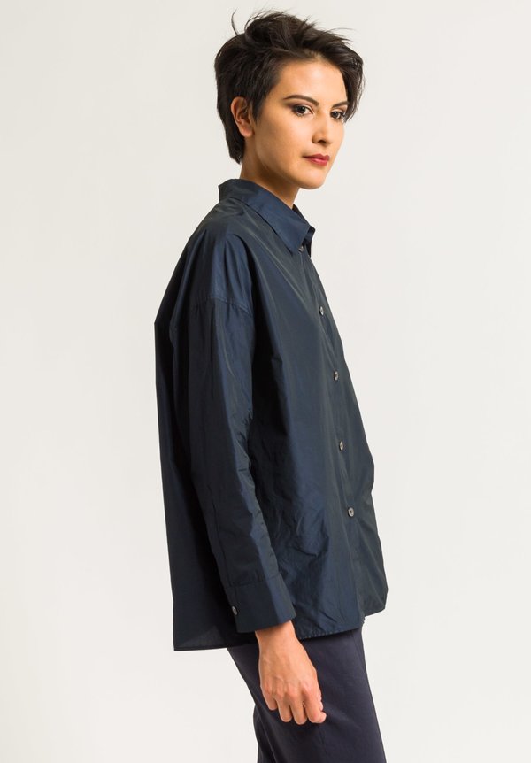 Peter O. Mahler Comfortable Crash Blouse in Navy	