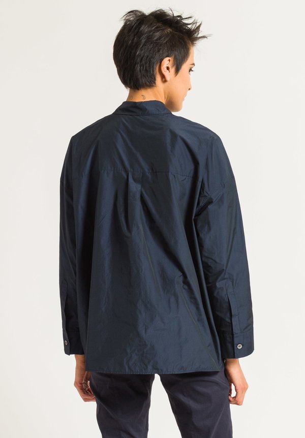 Peter O. Mahler Comfortable Crash Blouse in Navy	