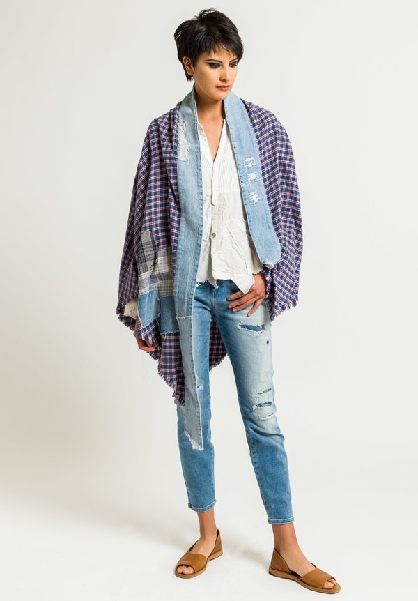 Greg Lauren Big Bear Denim Wrap in Red, Blue & White