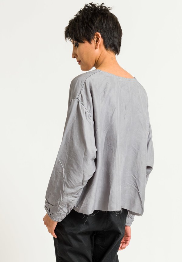 Umit Unal Silk Unstructured Short Top in Grey