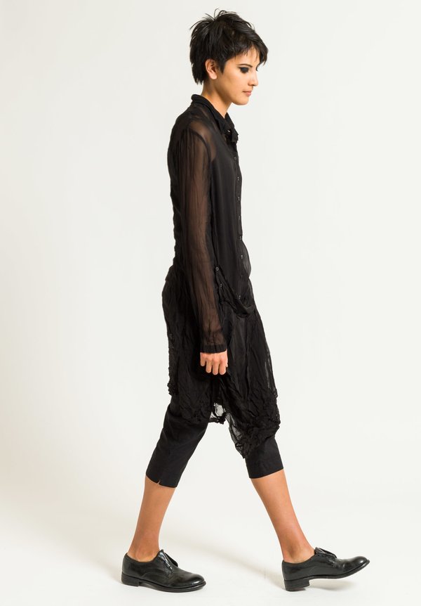 Rundholz Dip Sheer Button-Down Tunic in Black